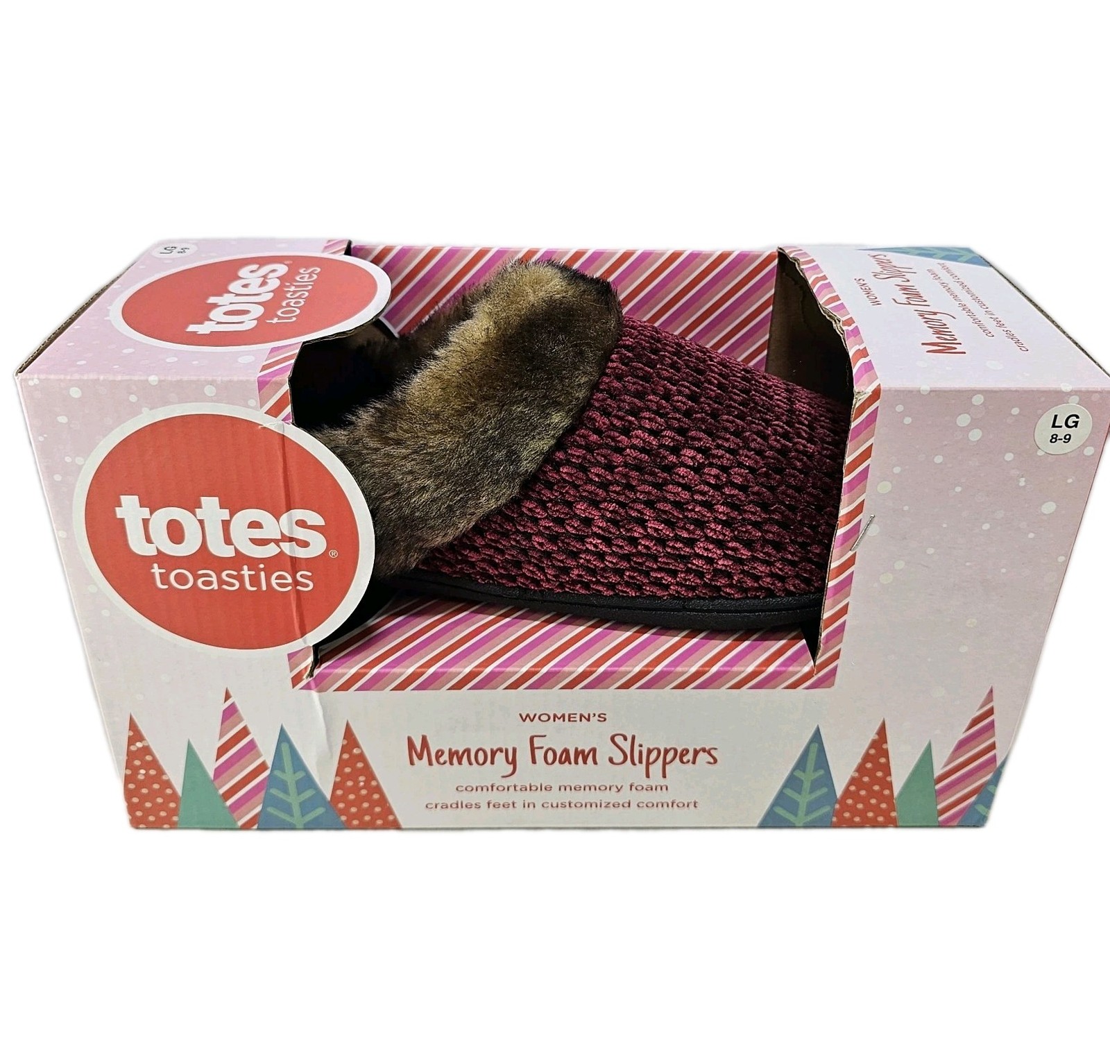 APL Totes Toasties Ciabatte Ecopelliccia Rosso Borgogna Memory Foam LG Donna