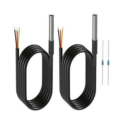 2x DS18B20 Temperatursensoren, wasserdichtes Thermometer, Edelstahlsonde