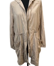 H M Beige Khaki Lightweight Anorak Hooded Utility Jacket Size 12