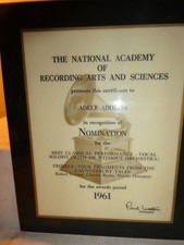 1961 ADELE ADDIAON  The National Academy Of RECORDING Arts & Sciences  Award