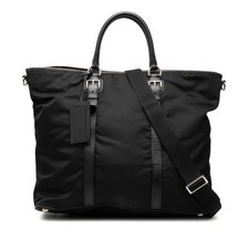 Prada Triangle Logo Plate Handbag Women Black One Size