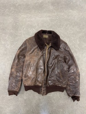 Vintage 1940s Windward Horsehide Bomber Leather Jacket Men s Sz Medium