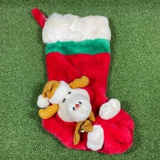 Vintage Plush Reindeer Christmas Stocking