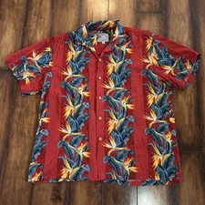 Paradise Found Hawaiian Shirt Mens Large Red Tom Selleck Magnum PI