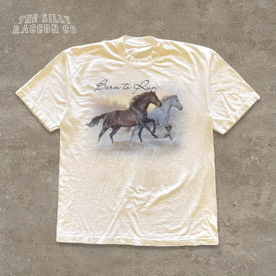 #ad #ad Wild Horses Graphic Tee Born to Run Horse Shirt Spirit Animal Horse Lover Wat $7.99