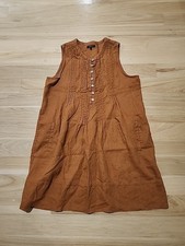 Quince 100% European Linen Sleeveless Swing Dress – Brown – Size L