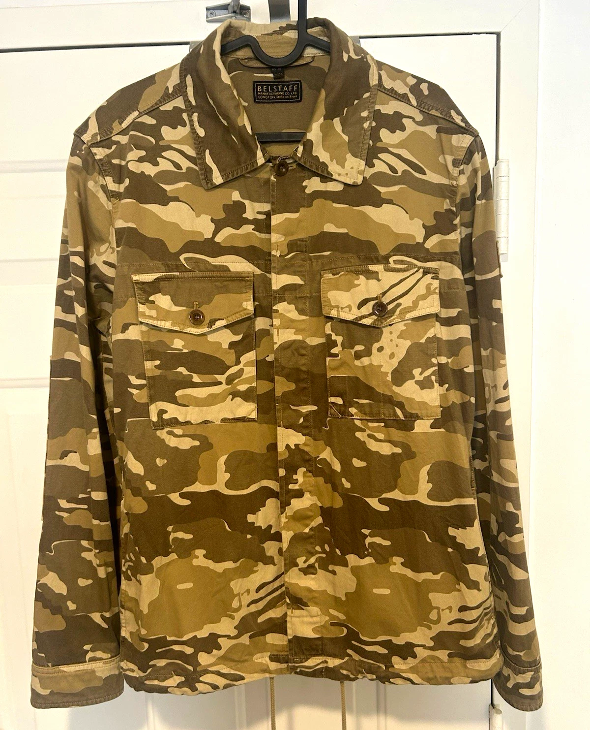 Belstaff Men’s Camouflage Cotton Twill Overshirt Jacket Button Front L Brown - product detail image 1