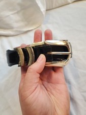Genuine Vintage ONYX by BRIGHTON Men's Black Italian Calfskin Belt Size 46 L