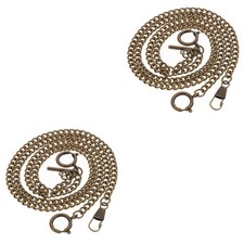 2 Count Stainless Steel Pocket Watch Men Wallet Chain Bronze Metal Pendant