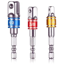 Versatile 3-Piece Socket Driver Set for Power Drills | Impact-Grade Construction