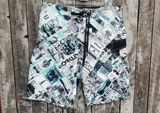 Oakley Mens Size 32 Black Blue Board Shorts 481631 VGUC