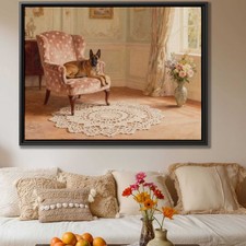 Oil Painting Dog Belgian Malinois Canvas Print Living Room Decor Vintage Art