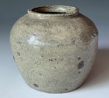 Antique Chinese Ming - Qing Dynasty Grey Stoneware Ceramic Ginger Jar Pot