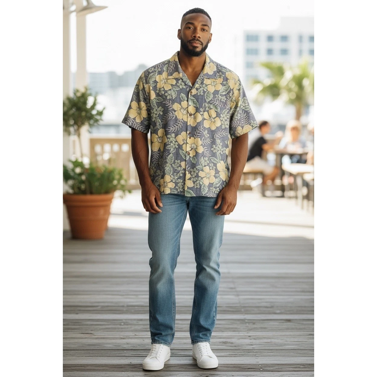 Tommy Bahama Mens Silk Hawaiian Shirt XL Floral Print Short Sleeve Button Up