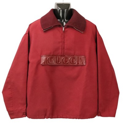 GUCCI Embossed Logo Nylon Gabardine Anorak Jacket Size 40 Dark Red mens USED