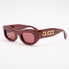 Gucci GG1809S Rectangular Sunglasses Red Gold Acetate