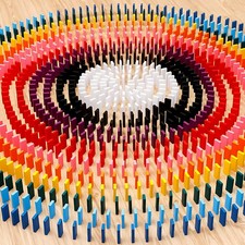 1200 Piece Dominoes Set for Kids, Colorful Dominos Tiles for Building, Stacki...