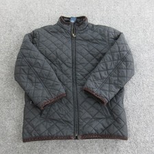 Polo Ralph Lauren Jacket Boys 7 Black Quilted Corduroy Trim Zip Coat Outerwear