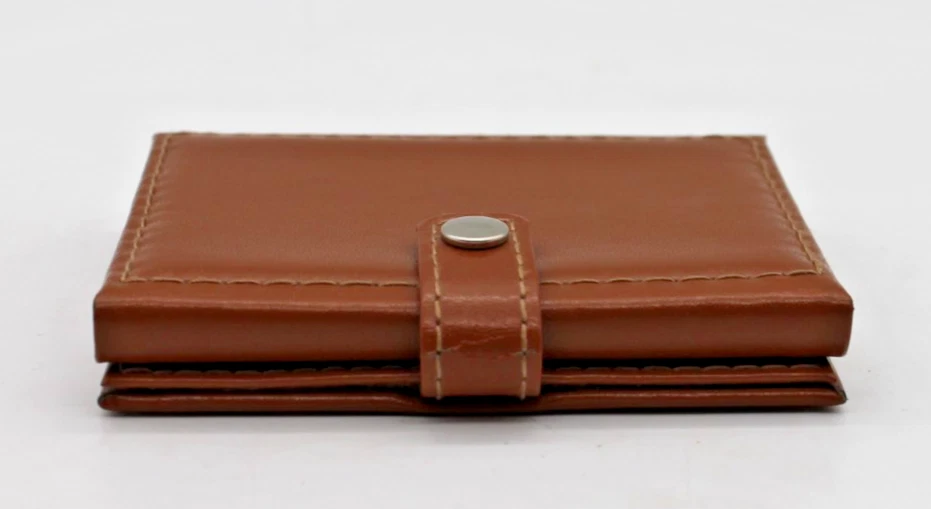 Álbum de fotos plegable triple Bulova marco de fotos de viaje cuero marrón cierre a presión Foto 4 de 4