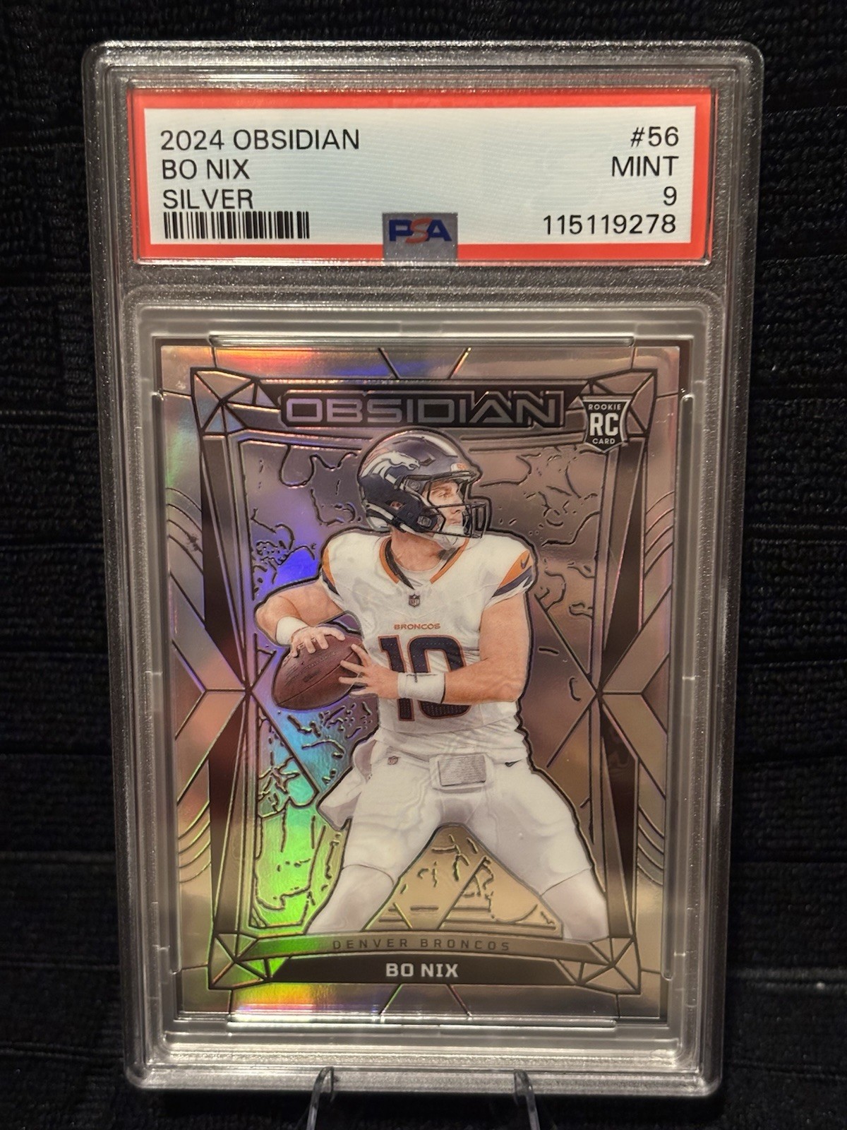 2024 Obsidian Bo Nix Silver #56 Rookie RC PSA 9 MINT * Denver Broncos * #/75