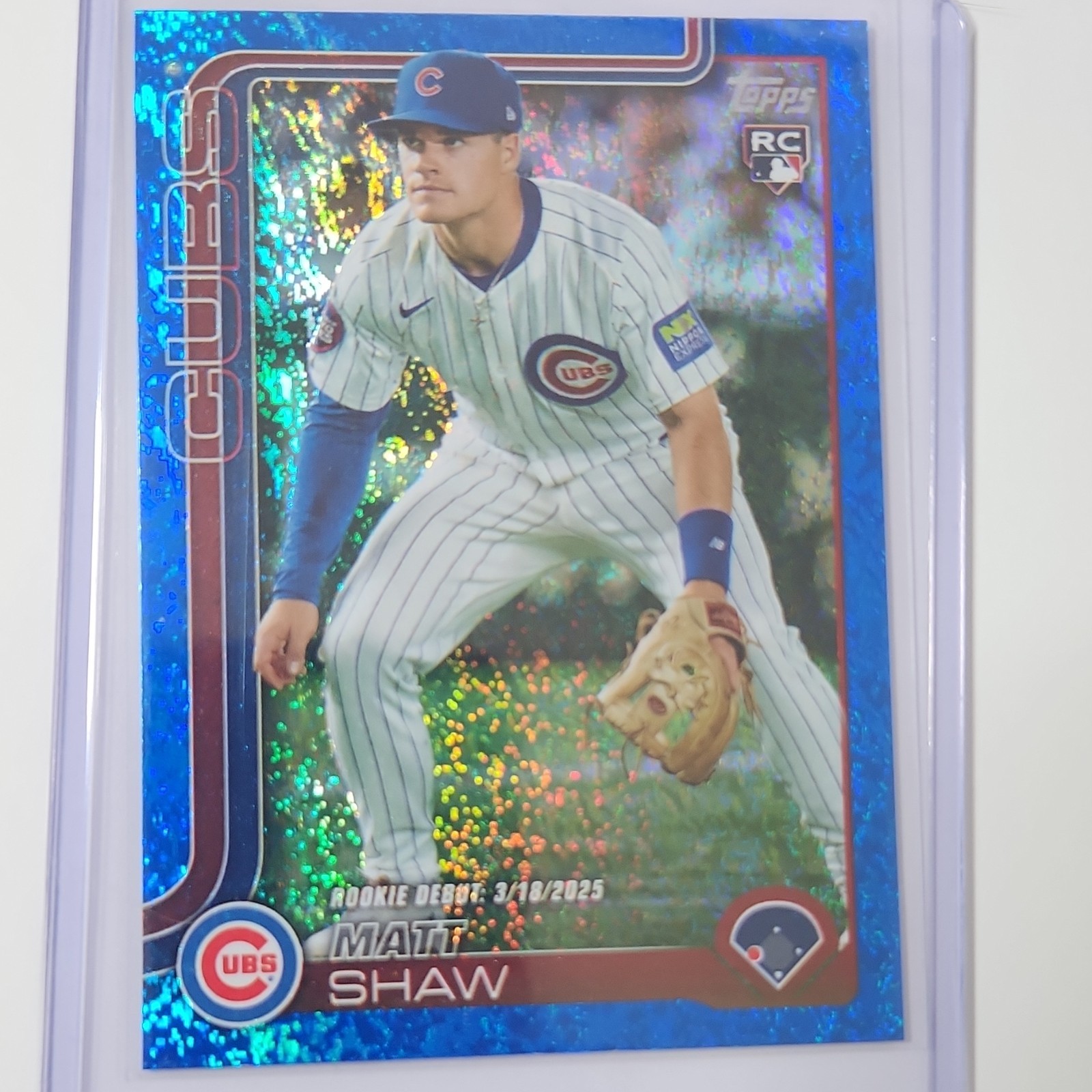 2025 Topps Update Series Matt Shaw US345 Blue Foil Rookie Serial #002/150 Cubs