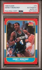 1986 BUCKS Sidney Moncrief signed card Fleer #75 PSA AUTO 10 GEM MINT Signature