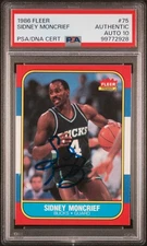 1986 BUCKS Sidney Moncrief signed card Fleer #75 PSA AUTO 10 GEM MINT Signature