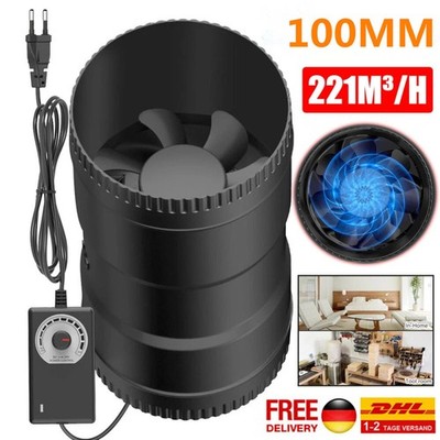 Inline-Rohrventilator Regelbar 100mm Rohrlüfter Abluftventilator Lüfter 221M³/H