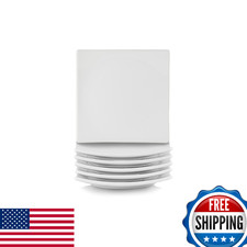 10 Strawberry St Simply White 6" Coupe Square Appetizer Plate, Set of 12