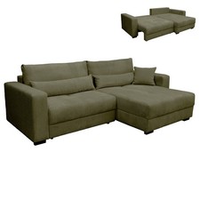 Funktionsecke - olive - Boxspringfederung - Dauerschläfer mit Staukasten Sofa