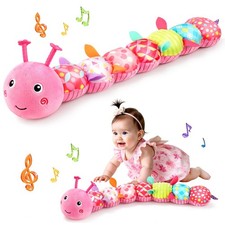 Baby Toys Musical Caterpillar, Infant Stuffed Animal for 0-6 6-12 Months Pink
