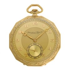 IWC Pocket Watch Small Seconds Manual Cal.73 Gold Dial 14K Yellow Gold Unisex