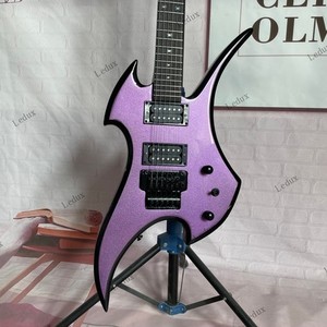 Rockingbird Solid Electric Guitar Silvery Sparkle Purple HH Pickup Unique Shape