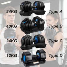 Single Adjustable Dumbbells Weight 12/24/40kg Home Gym Fitness Equipment Workout