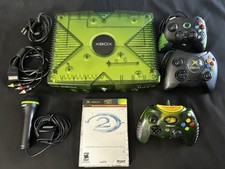 Original Xbox Halo Special Edition Green Console Bundle, Halo 2 & 3 Controllers