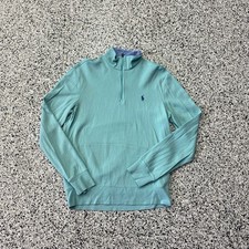 Polo Ralph Lauren Mens Small Blue Quarter Zip Pullover Cotton Blend Sweater