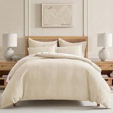 Cloud Waffle Comforter Set - Full/Queen, Cream, Soft Cotton, 2 Pillow Shams