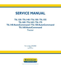New Holland T6.120,t6.140,t6.150,t6.155,t6.160,t6.165/175 Tractor Service Manual
