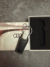 Official Audi Genuine Leather Metal Keyring Keychain - Brand New In Box