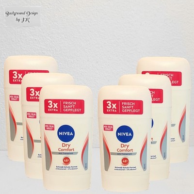 6x 50ml Nivea Dry Comfort Deo Stick Anti Transpirant 72h schweiß Schutz Formel