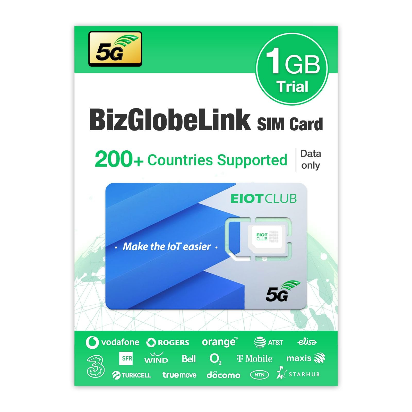 Carte SIM internationale données 200 pays BizGlobeLink internet mobile voyage