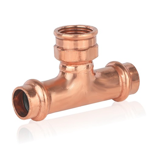PRESS0781 Copper Press Female Tee 3/4 x 1/2 x 1/2 Inch NPT Fitting 1 PCS