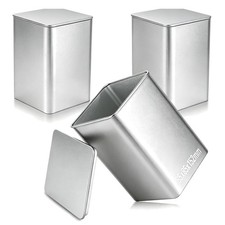 Teedosen Set 3 Stück quadratisch Lebensmittelecht luftdicht Silber