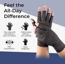 NWT Arthritis Compression Gloves Fingerless for Women & Men, Hand Pain Relief M