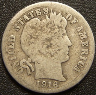 1916 Barber Dime Full Rims and All Major Details Are Distinctly Outlined