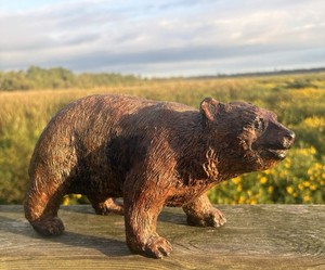 GRIZZLY BEAR, Hard Fired heavy Clay SCULPTURE ARTIST MADE VERY NICE!