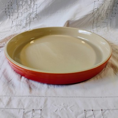 Le Creuset Flame Stoneware 9.5'' Inch Round Tart Tort Quiche Pie Baking Dish Pan