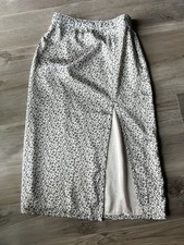 Abercrombie Fitch Animal Print Midi Skirt Silky Grey With Slit Size XS NWOT