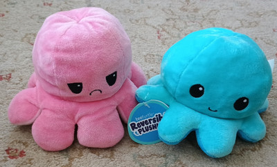 Lot 2 TeeTurtle The Original Reversible Octopus SOFT Plush Toys Pink + Aqua New
