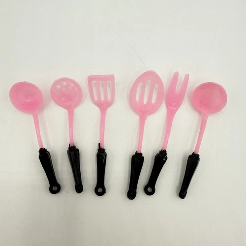 Vintage Barbie Clone Pink Plastic Kitchen Utensils Accessories